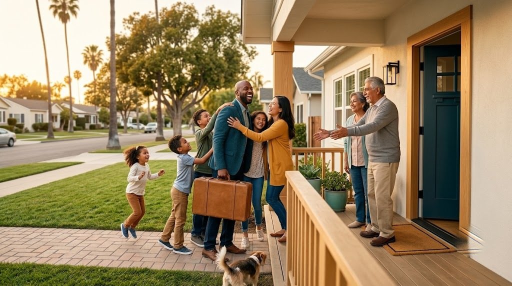 A family at their California home, representing conventional loans