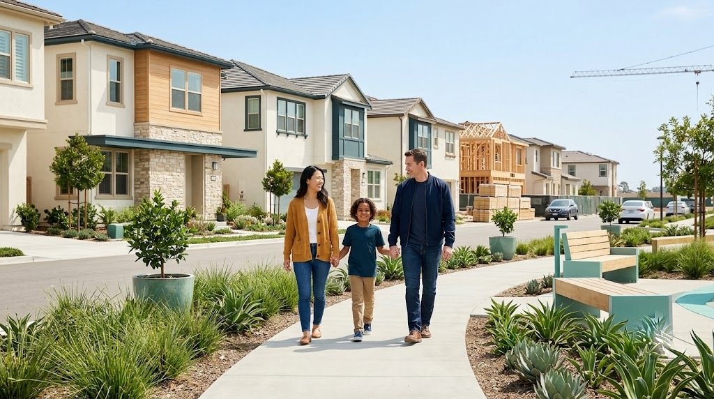 A family in a new California community