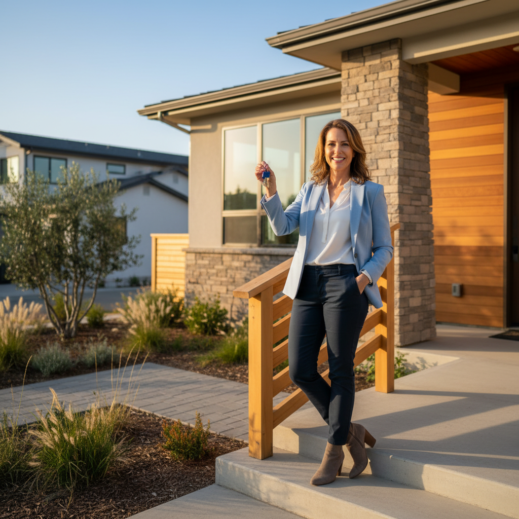 California business owner smiling after finding the best mortgage options for self employed homebuyers in California