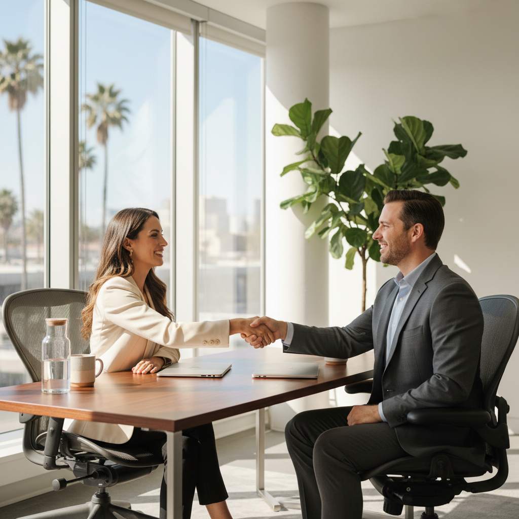 California business owner learning how self employed borrowers qualify for a mortgage with a Save Financial loan expert